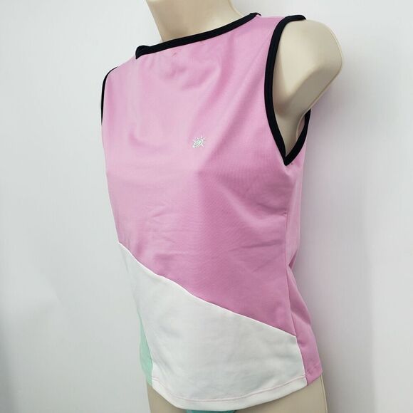 Yoga Top So Sporty Sleeveless Juniors Large w/Self Bra Color-Block Boat Neck - Picture 2 of 7